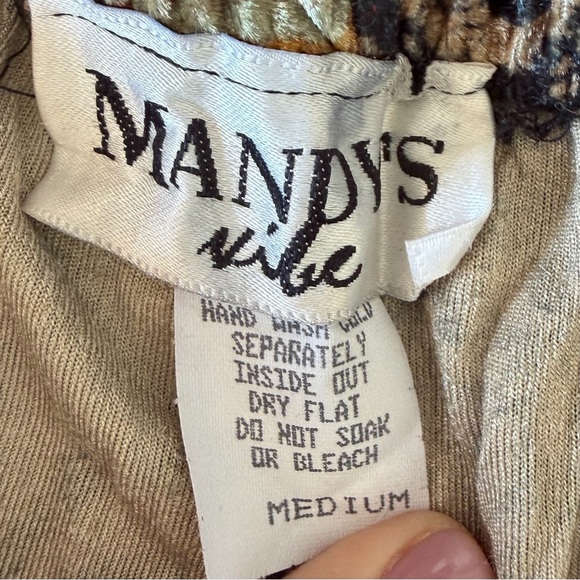 Vintage Velvet Floral Wide Leg Pants Elastic Waist size M - Picture 3 of 3